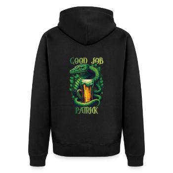 Good Job Patrick - St. Patrick's Day Snake - Unisex Premium Bio Zip Hoodie - Schwarz - Hinten - Nico (187cm)
