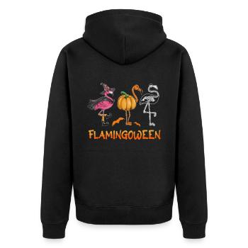 Flamingo Hexe Kürbis Skelett Halloween Kostüm - Unisex Premium Bio Zip Hoodie - Schwarz - Hinten - Nico (187cm)
