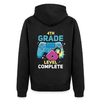 4. Klasse Abgeschlossen - Unisex Premium Bio Zip Hoodie - Schwarz - Hinten - Nico (187cm)