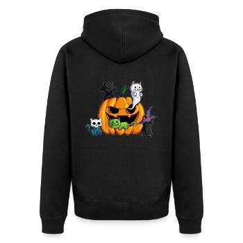 Cat Lovers Halloween Cat Vampire Witch Cat - Unisex Premium Organic Zip Hoodie - black - Back - Nico (187cm)