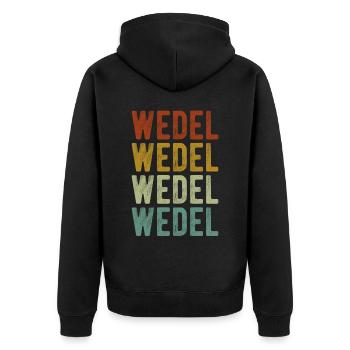 Wedel Stadt Retro Vintage - Unisex Premium Bio Zip Hoodie - Schwarz - Hinten - Nico (187cm)