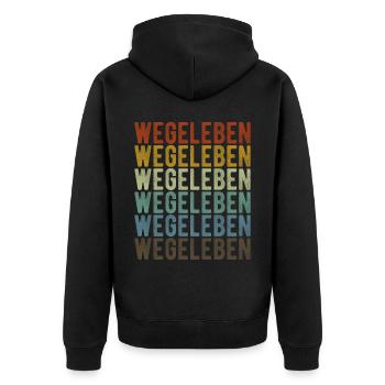 Wegeleben Stadt Retro Vintage - Unisex Premium Organic Zip Hoodie - black - Back - Nico (187cm)