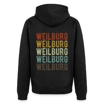 Weilburg Stadt Retro Vintage - Unisex Premium Bio Zip Hoodie - Schwarz - Hinten - Nico (187cm)