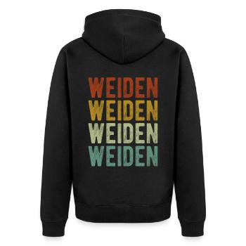 Weiden Stadt Retro Vintage - Unisex Premium Bio Zip Hoodie - Schwarz - Hinten - Nico (187cm)