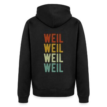 Weil Stadt Retro Vintage - Unisex Premium Bio Zip Hoodie - Schwarz - Hinten - Nico (187cm)