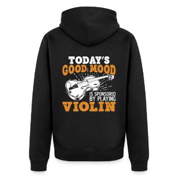 Violin Violinist Today's Good Mood - Unisex Premium Bio Zip Hoodie - Schwarz - Hinten - Nico (187cm)