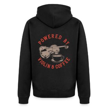Violin Violinist Coffee Powered By - Unisex Premium Bio Zip Hoodie - Schwarz - Hinten - Nico (187cm)