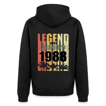 Januar 1988 Geburtstagsgruss retro design - Unisex Premium Bio Zip Hoodie - Schwarz - Hinten - Nico (187cm)