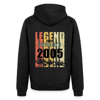 Year of construction 2006 January birth date gift - Unisex Premium Bio Zip Hoodie - Schwarz - Hinten - Nico (187cm)