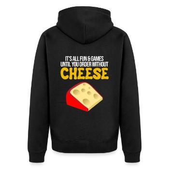 Gouda fumé design et Gouda gourmet - Veste à capuche bio Premium Unisexe - noir - Dos - Nico (187cm)
