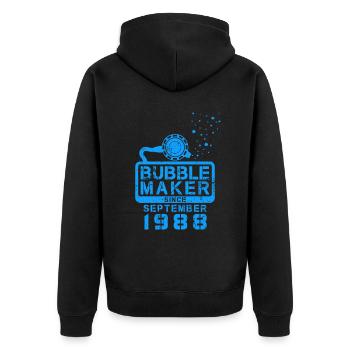 Plongeur Birthday Bubblemaker depuis septembre 1988 - Veste à capuche bio Premium Unisexe - noir - Dos - Nico (187cm)