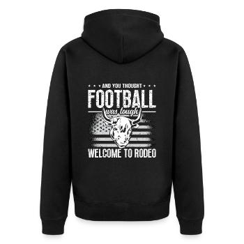 Steer Wrestling et vous pensiez chevaux de football - Veste à capuche bio Premium Unisexe - noir - Dos - Nico (187cm)