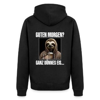 Guten Morgen Ganz Dünnes Eis - Unisex Premium Bio Zip Hoodie - Schwarz - Hinten - Nico (187cm)
