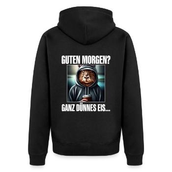 Guten Morgen Ganz Dünnes Eis - Unisex Premium Bio Zip Hoodie - Schwarz - Hinten - Nico (187cm)