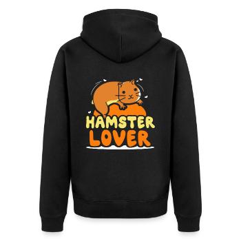 Hamsterliebhaber Besitzer Haustier Hamster Süß - Unisex Premium Bio Zip Hoodie - Schwarz - Hinten - Nico (187cm)