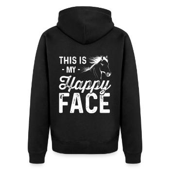 Das ist mein glückliches Gesicht - Unisex Premium Bio Zip Hoodie - Schwarz - Hinten - Nico (187cm)