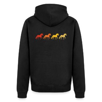 Retro-Pferde - Unisex Premium Bio Zip Hoodie - Schwarz - Hinten - Nico (187cm)