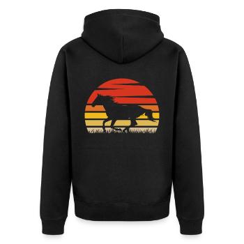 Retro Pferd - Unisex Premium Bio Zip Hoodie - Schwarz - Hinten - Nico (187cm)