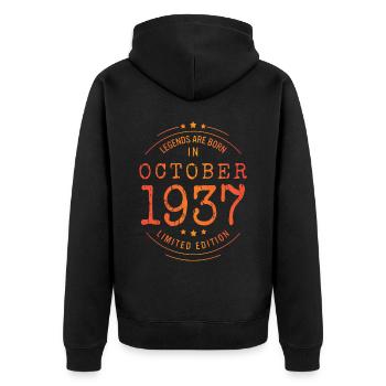 Birthday October 1937 Limited Edition Vintage - Unisex Premium Organic Zip Hoodie - black - Back - Nico (187cm)