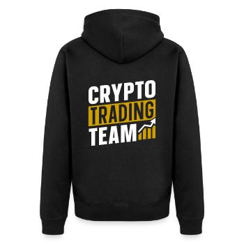 Krypto Trading Team Crypto Traden Trader - Unisex Premium Bio Zip Hoodie - Schwarz - Hinten - Nico (187cm)