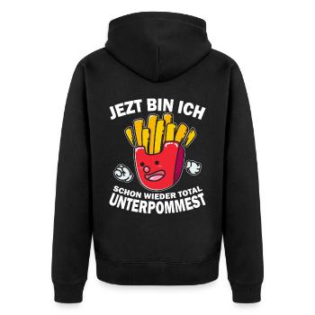 Pommes Frites Pommes Fast Food Ketchup Mayo - Unisex Premium Bio Zip Hoodie - Schwarz - Hinten - Nico (187cm)