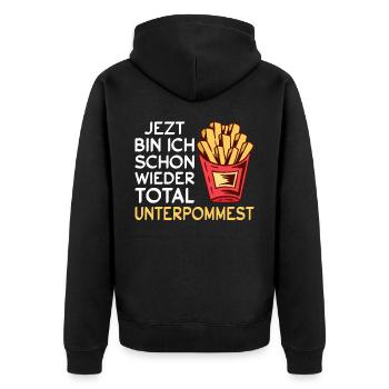 Pommes Frites Pommes Fast Food Ketchup Mayo - Unisex Premium Bio Zip Hoodie - Schwarz - Hinten - Nico (187cm)