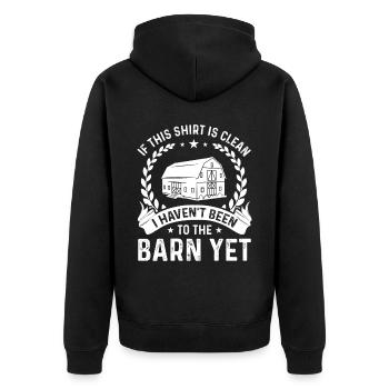 Wenn dieses Hemd sauber ist, war ich noch nicht in - Unisex Premium Bio Zip Hoodie - Schwarz - Hinten - Nico (187cm)