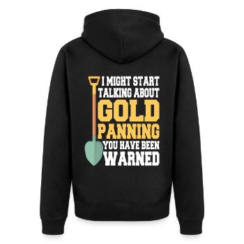 Gold Graben Gold Panner Gold Rush Gold Wortspiel - Unisex Premium Bio Zip Hoodie - Schwarz - Hinten - Nico (187cm)