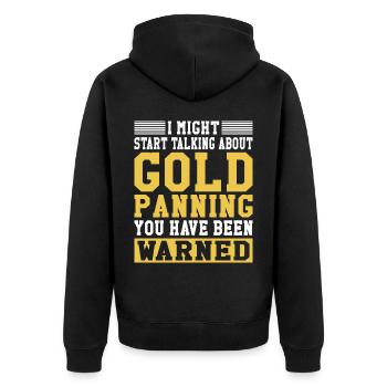 Gold Graben Gold Panner Gold Rush Gold Wortspiel - Unisex Premium Bio Zip Hoodie - Schwarz - Hinten - Nico (187cm)
