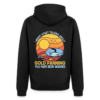 Gold Graben Gold Panner Gold Rush Gold Wortspiel - Unisex Premium Bio Zip Hoodie - Schwarz - Hinten - Nico (187cm)