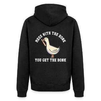 Geese Fair Goose Gift - Unisex Premium Organic Zip Hoodie - black - Back - Nico (187cm)