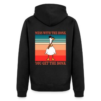 Geese Fair Goose Gift - Unisex Premium Organic Zip Hoodie - black - Back - Nico (187cm)