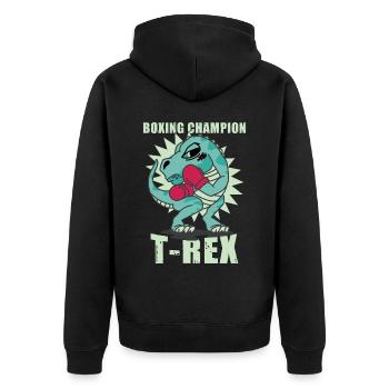 Boxing Dinosaur TRex - Unisex Premium Organic Zip Hoodie - black - Back - Nico (187cm)