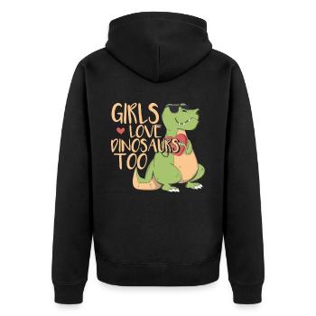 Mädchen lieben auch Dinosaurier - Unisex Premium Bio Zip Hoodie - Schwarz - Hinten - Nico (187cm)