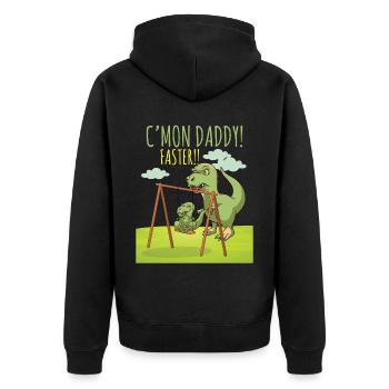 Funny T-Rex Costume Kids Dad Dinosaur - Unisex Premium Organic Zip Hoodie - black - Back - Nico (187cm)