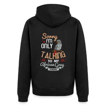 Afrikanischer Graupapagei Papagei Vogel Afrika - Unisex Premium Bio Zip Hoodie - Schwarz - Hinten - Nico (187cm)