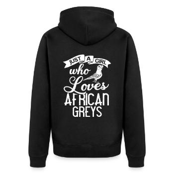 Afrikanischer Graupapagei Papagei Vogel Afrika - Unisex Premium Bio Zip Hoodie - Schwarz - Hinten - Nico (187cm)