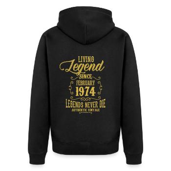 Living Legend since February 1974 - Unisex Premium Bio Zip Hoodie - Schwarz - Hinten - Nico (187cm)