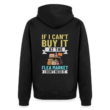 Flea Market Flea Market Funny Articles Market - Unisex Premium Organic Zip Hoodie - black - Back - Nico (187cm)