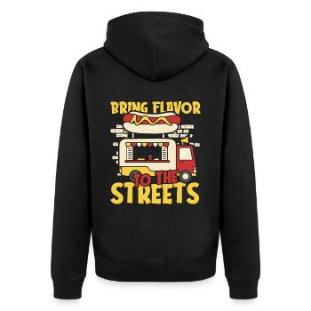 Hot-dog de cuisine de rue - Veste à capuche bio Premium Unisexe - noir - Dos - Nico (187cm)