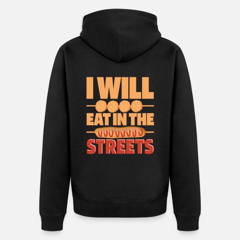 Straßenessen Corndog - Unisex Premium Bio Zip Hoodie - Schwarz