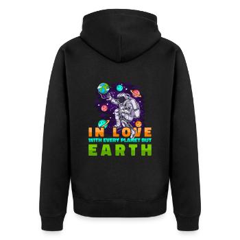 Space Space Earth Space Colonization - Unisex Premium Organic Zip Hoodie - black - Back - Nico (187cm)