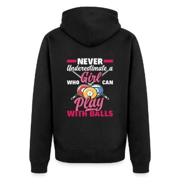Billard Filles Femmes - Veste à capuche bio Premium Unisexe - noir - Dos - Nico (187cm)