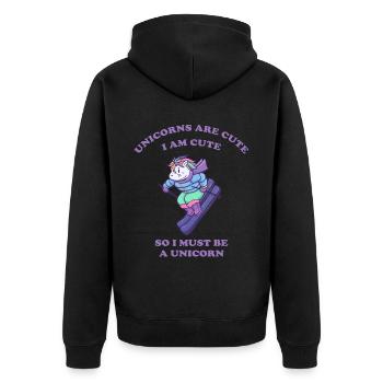 Je suis une licorne quand je skie - Veste à capuche bio Premium Unisexe - noir - Dos - Nico (187cm)