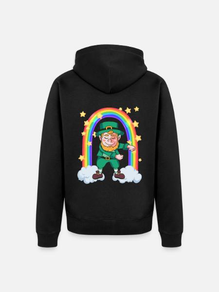 Leprechaun danse la danse du radeau sur l’arc-en-ciel - Veste à capuche bio Premium Unisexe - noir