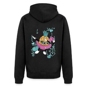 cool pineapple dancing with the flamingo on holiday - Unisex Premium Organic Zip Hoodie - black - Back - Nico (187cm)