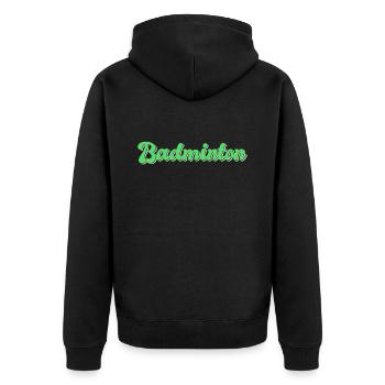 Badminton - Unisex Premium Bio Zip Hoodie - Schwarz - Hinten - Nico (187cm)