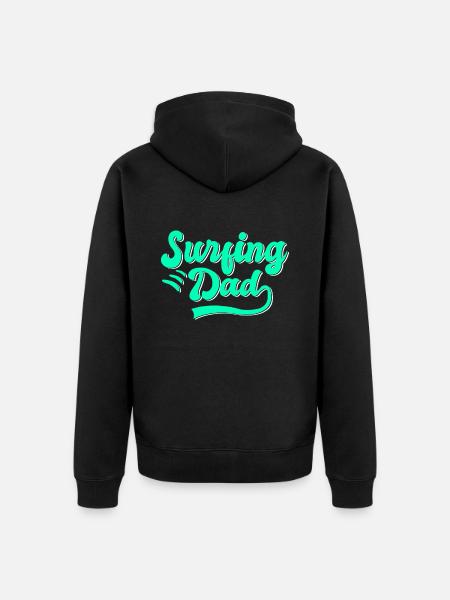Surfen Papa Geschenk - Unisex Premium Bio Zip Hoodie - Schwarz