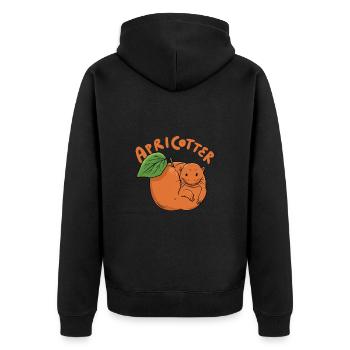 Tiernahrung Aprikosenfruit "aprikose" Otter - Unisex Premium Bio Zip Hoodie - Schwarz - Hinten - Nico (187cm)
