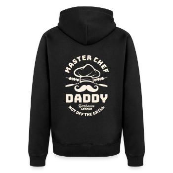 Vatertag - Dad Master Chef Daddy Barbeque Lege - Unisex Premium Bio Zip Hoodie - Schwarz - Hinten - Nico (187cm)